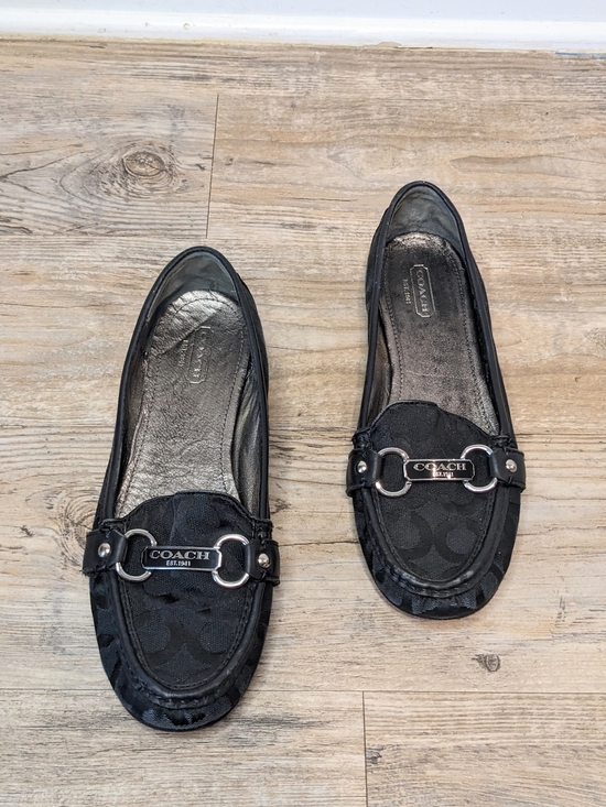 Coach Eileen Black Canvas Leather Monogram Slip On Loafers 8 - Picture 5 of 9